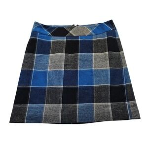 Talbots‎ Blue Buffalo Plaid A-Line Skirt Womens 14 Lined Wool Blend Career New